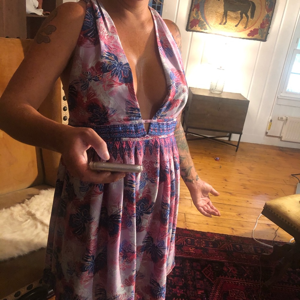 Free People NWT silky halter backless dress L - Picture 8 of 8